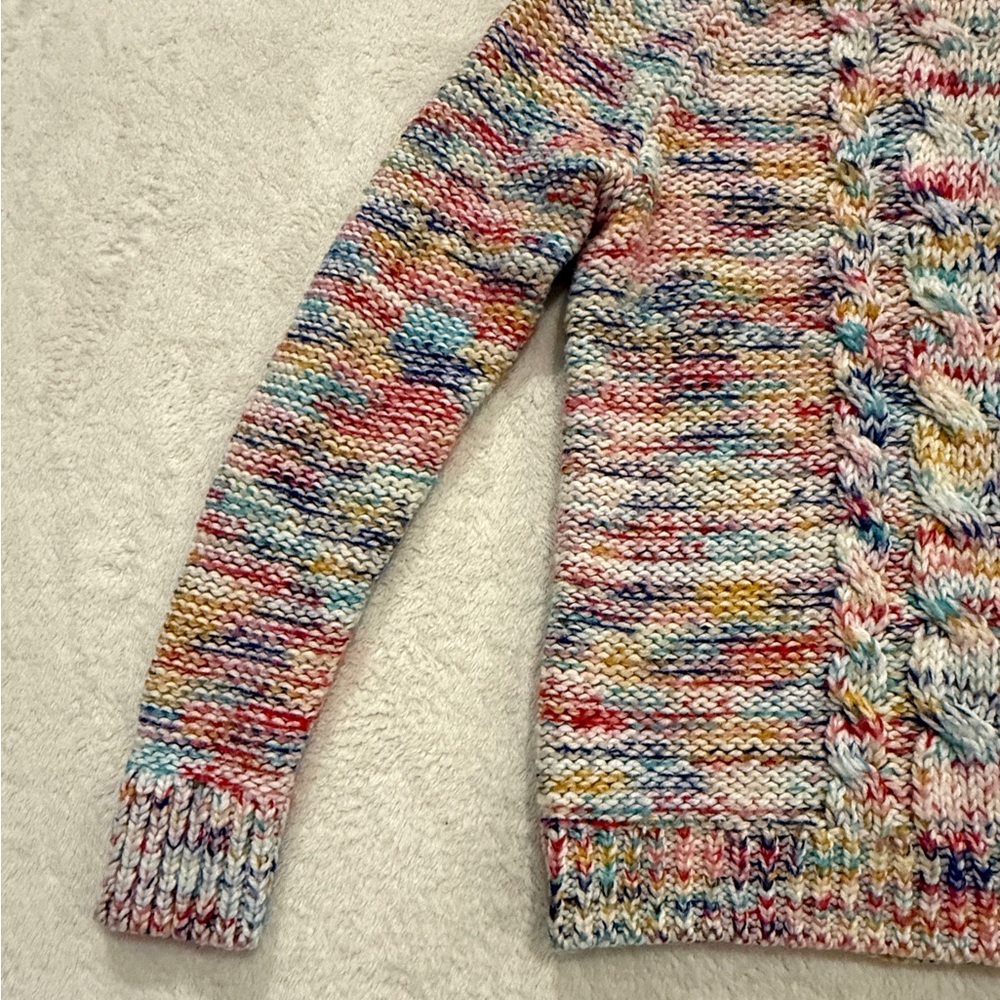 LOFT Multicolor Knit Sweater Size M Cozy Chunky Cable Knit Crewneck - Picture 4 of 15